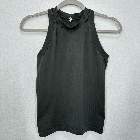Athleta Tops - Athleta Size Small Dark Olive Green High Neck Ribbed Cropped Tank Athleisure